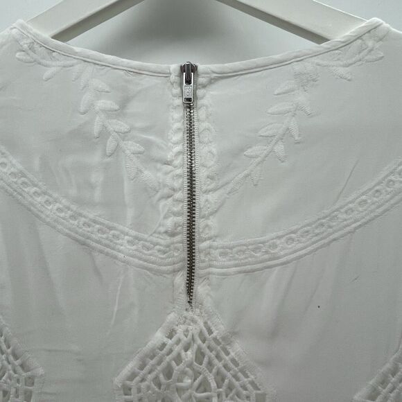 Soft Surroundings PM Petite Arlette Blouse Crochet Lace Embroidered Bell Sleeve - Picture 5 of 16